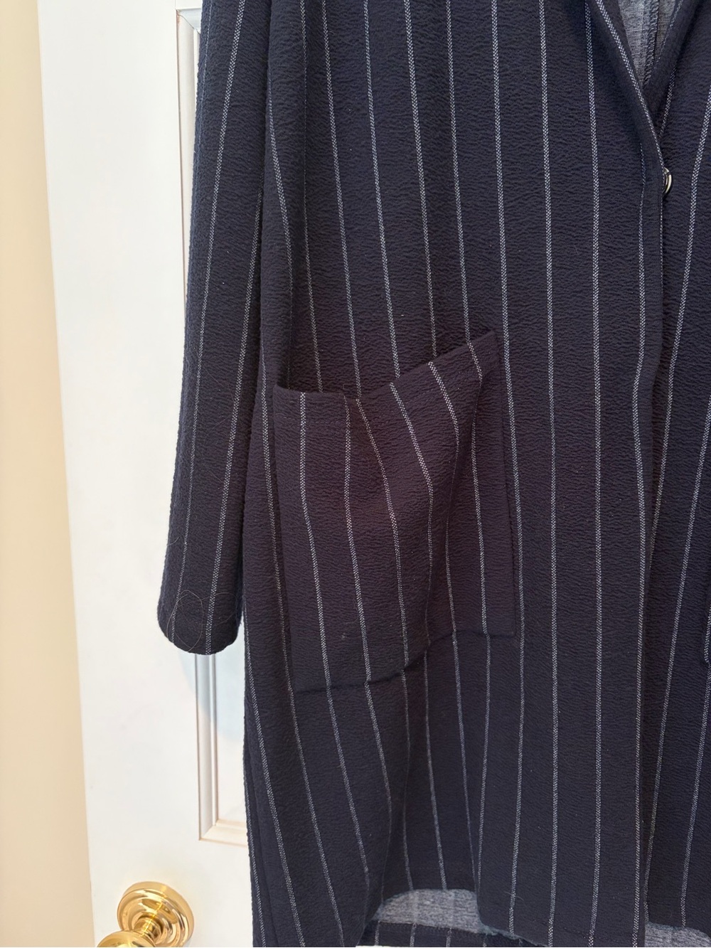 NWT Anthropologie Harlyn Navy Pinstripe Open-Front Coat - Picture 5 of 12